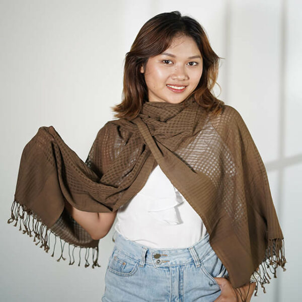 Our Beloved-Brown Cotton Scarf - Image 3