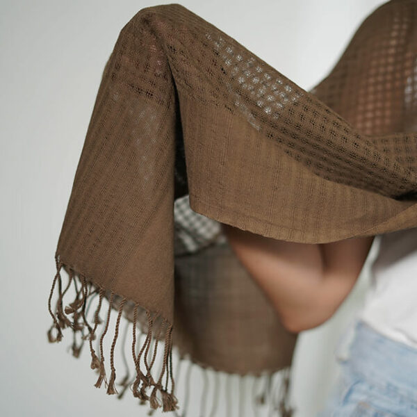 Our Beloved-Brown Cotton Scarf - Image 2