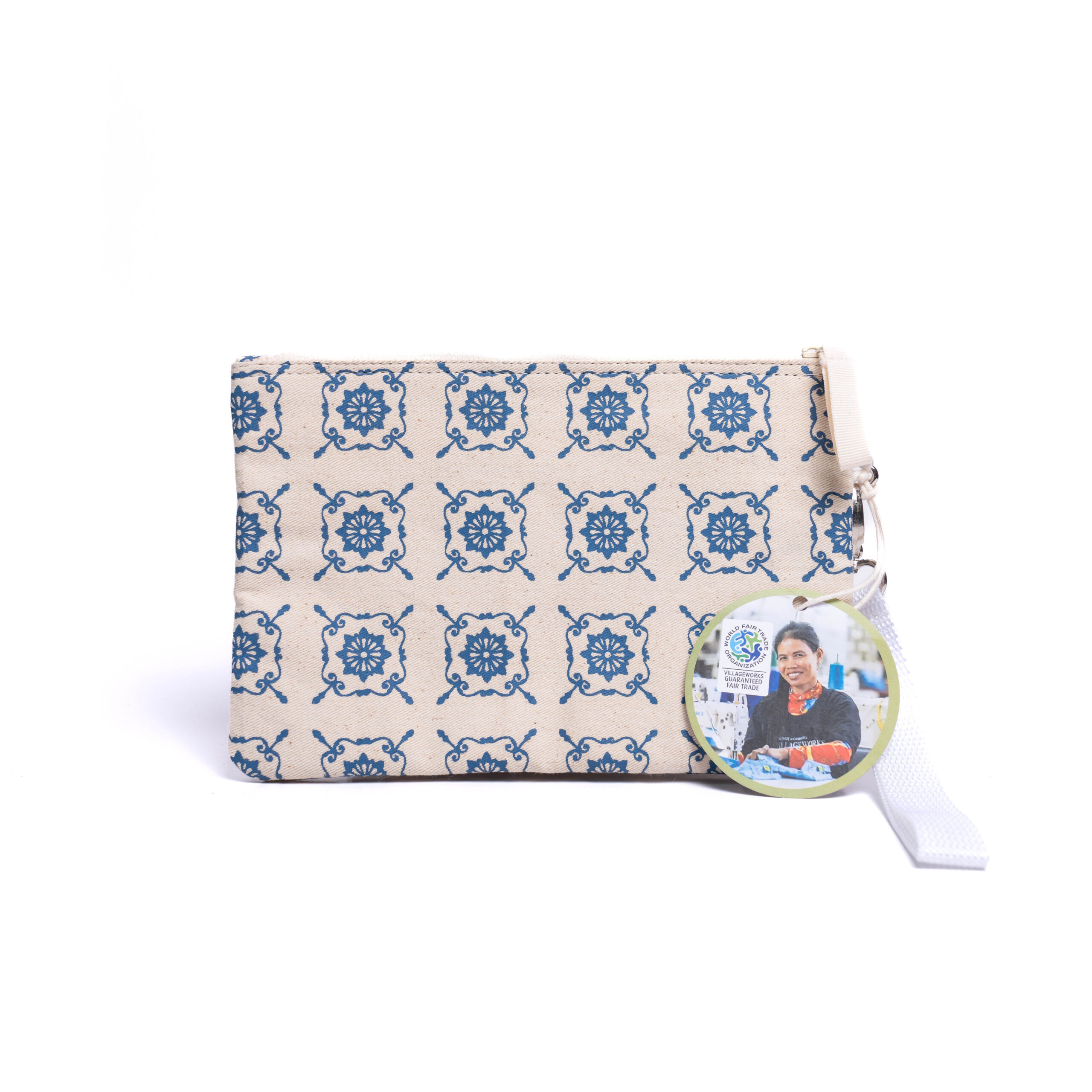 Hand printed flat purse