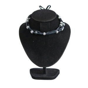 Silk Necklace Gray with dark Purple