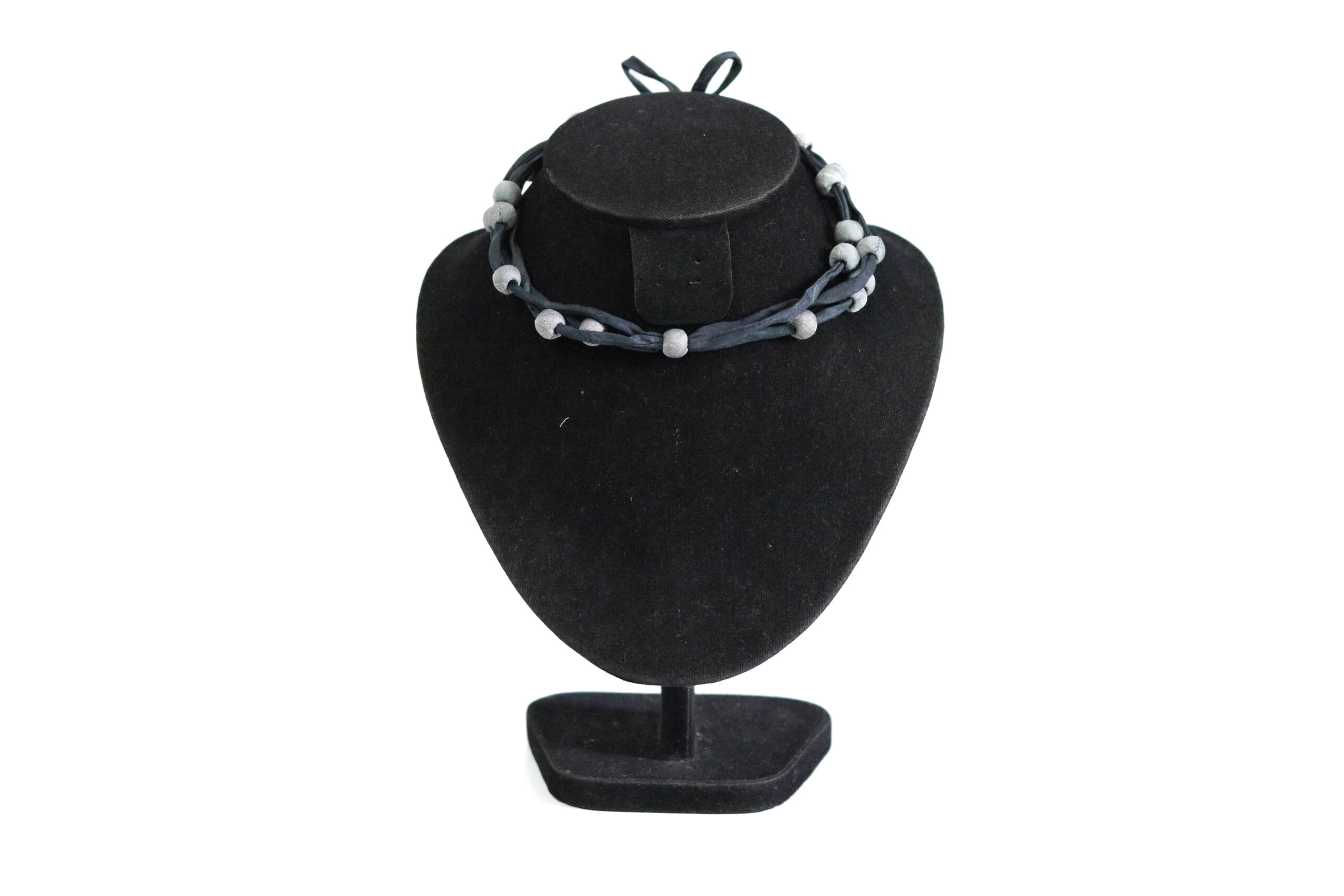 Silk Necklace Dark gray with light gray