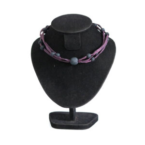 Silk Necklace Purple with Black