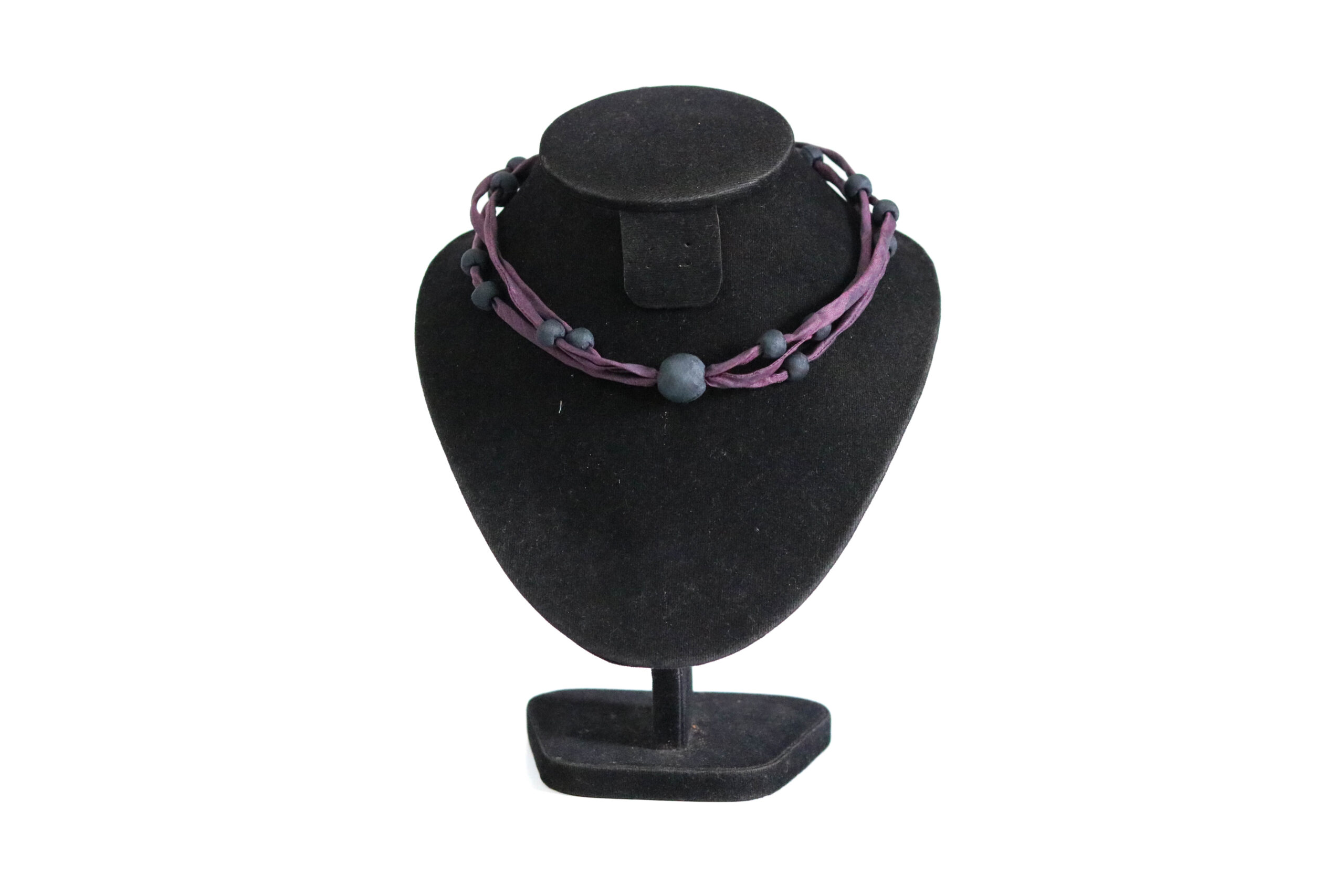 Silk Necklace Purple with Black