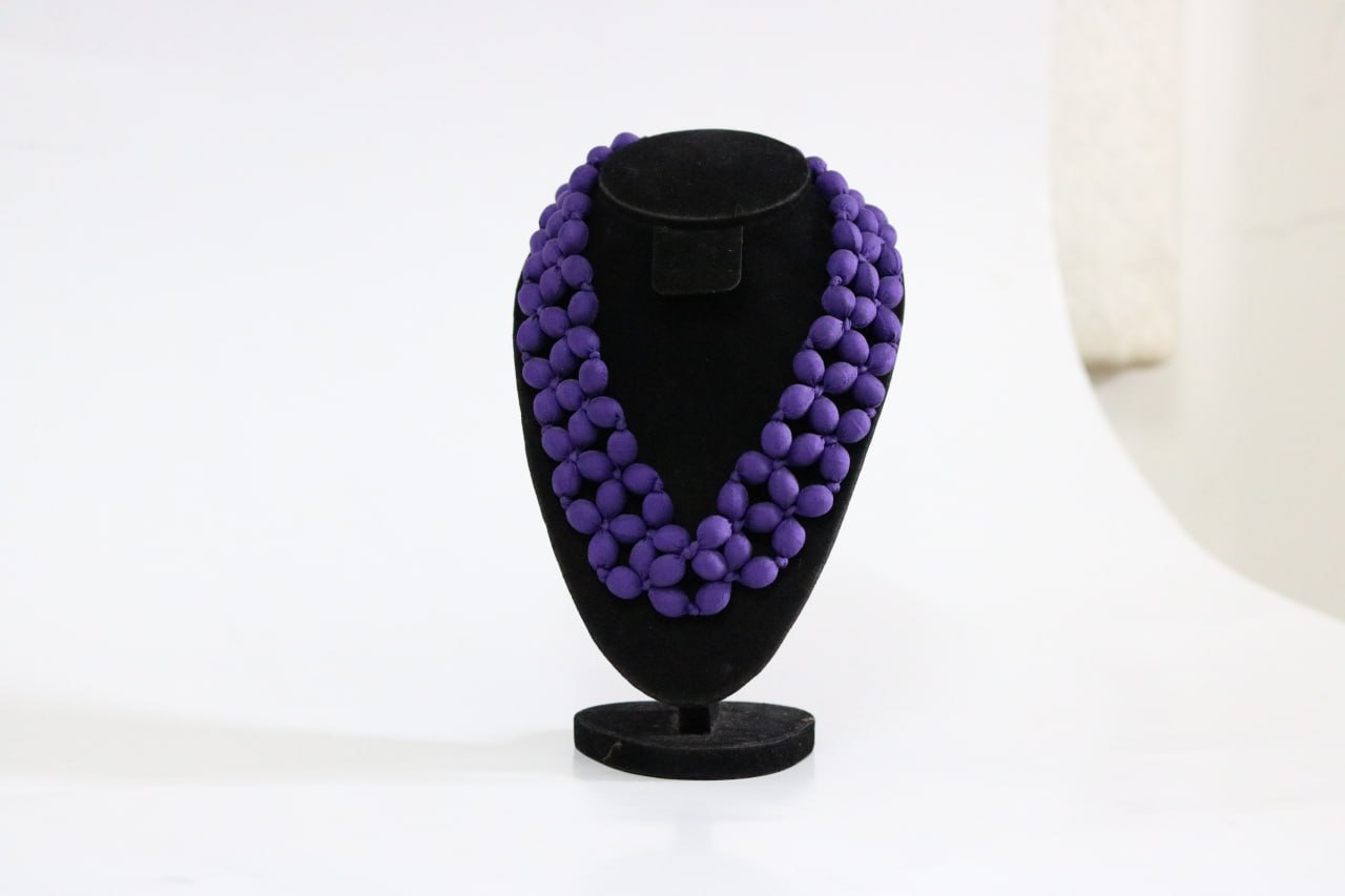 Silk beads 1 layer Necklace Royal Purple / Deep Violet