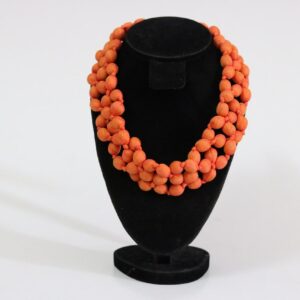 Silk beads 1 layer Necklace Tangerine / Sunset Orange