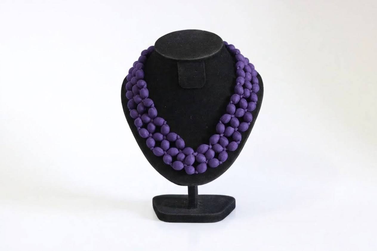 Silk bead Necklace Dark Purple