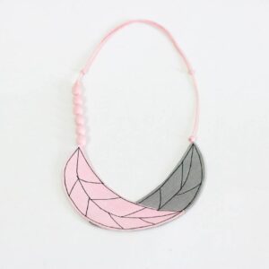 Silk Necklace black pink mixed with gray